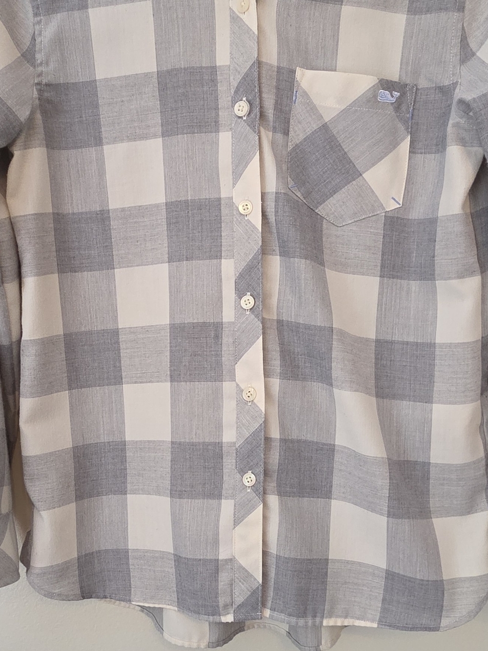 Vineyard Vines Gray and White Buffalo Check Button-Down Shirt